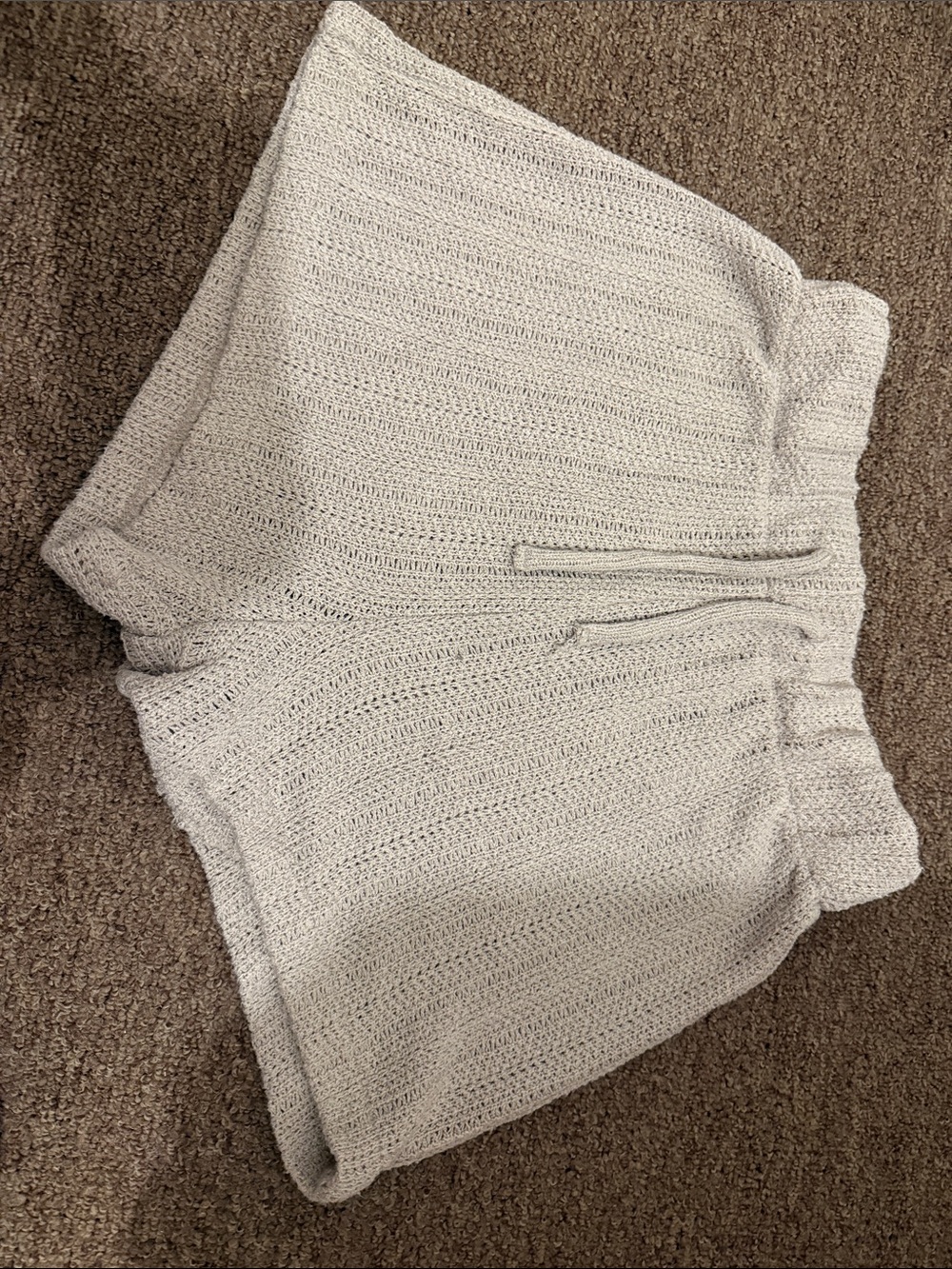 Cozy Knit Drawstring Women's Shorts - beige